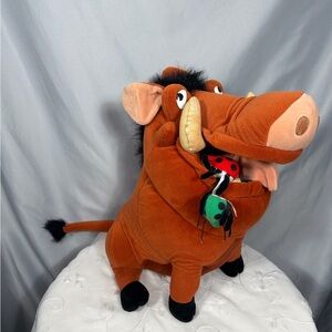 Vintage Walt Disney Pumba Lion King Plush Stuffed Large Warthog 20” EUC